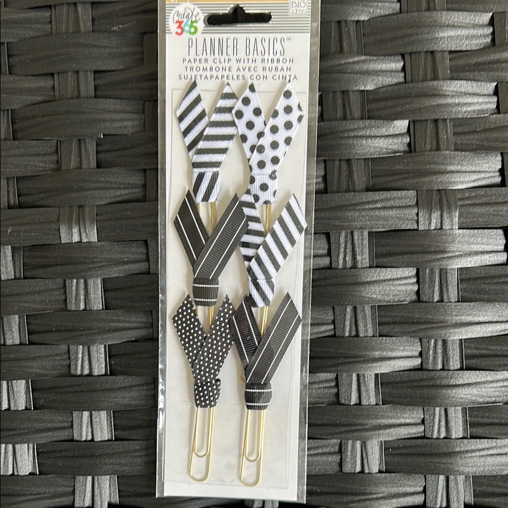 6 Pieces Create 365 Planner Basics Paper Clips with Ribbon Brand New
